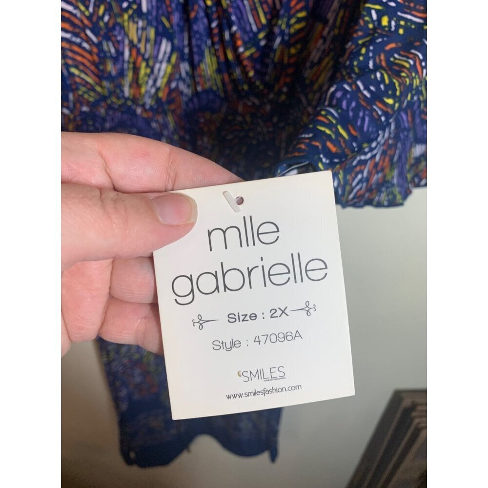 NWT Mlle Gabrielle Dress Business Casual Colorful Blue Office Women Plus Size 2X - Picture 6 of 7